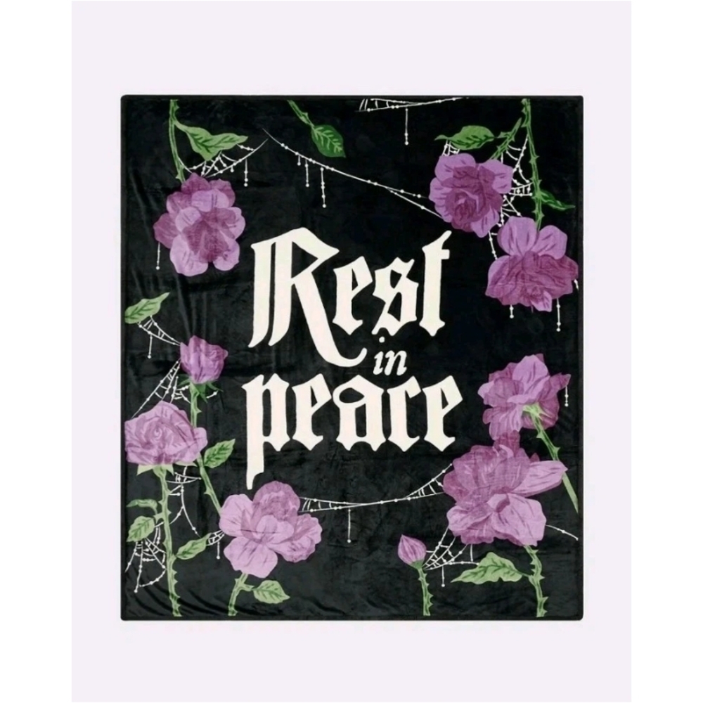 3 PC Killstar Grave Bloom Fleece Blanket & Pillowcase Set - Picture 3 of 4